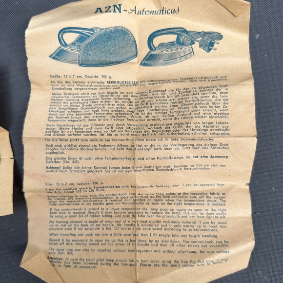 Vintage 1960's Travel Iron with red vinyl travel zip case AND original paperwork - Picture 7 of 15